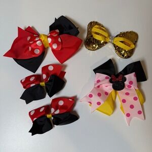Minnie Mouse Hair Bow Set Red Black Yellow Polka‎ Dot Kids Accessories